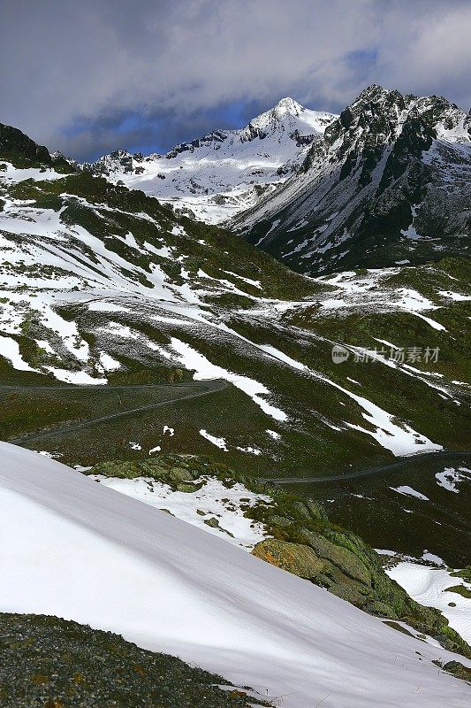 奥地利Tirol景观，Hohe Tauern雪，KAUNERTAL冰川路